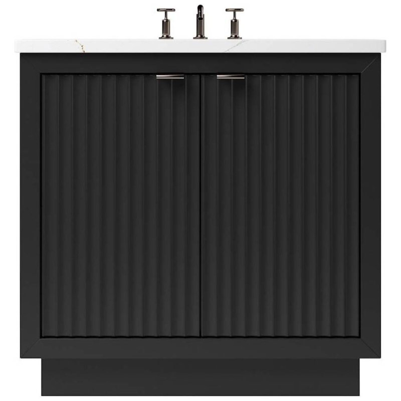 Lecrieú Single Bath Vanity, Noir, Champagne Bronze, 36"