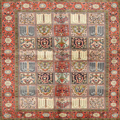 Tapis oriental orange / bleu / vert
