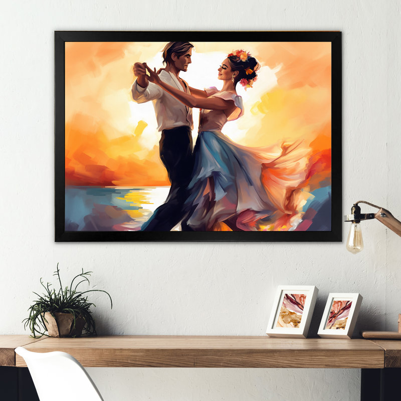 «Colorful Bolero Couple Dancing IV - Toile romantique», art mural, H 12 po x l 20 po x P 1 po