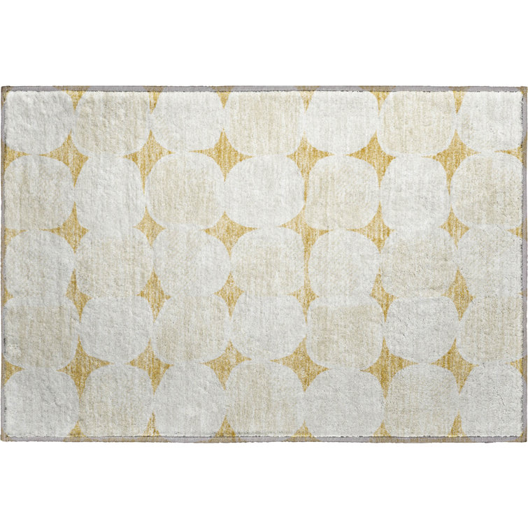 Premium Machine Washable Prisco Gold Rug