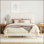 Structure de lit double, lit plateforme rembourré moelleux avec tête de lit réglable en hauteur, structure robuste et Alats, conception silencieuse, compatible avec les matelas sans ressorts, facile à assembler, beige
