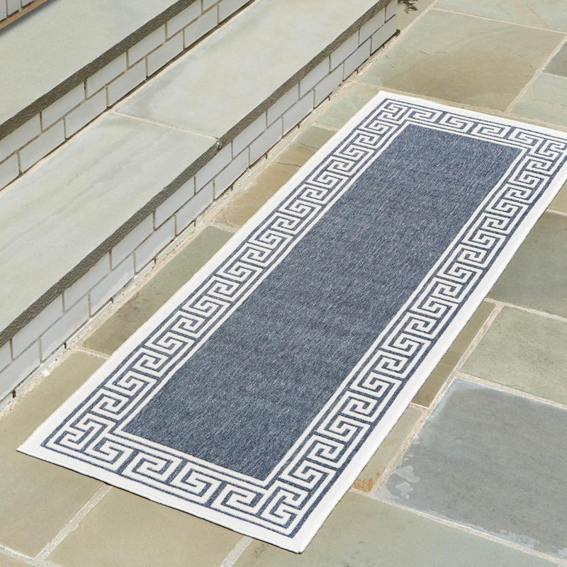 Tapis bleu marine intérieur / extérieur Amiri, Tapis de couloir 2 pi x 6 pi