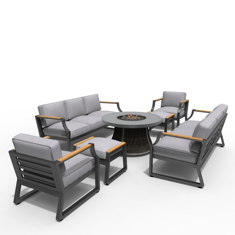 Areefa 10 - Person Patio Conversation Set with Cushions, Black