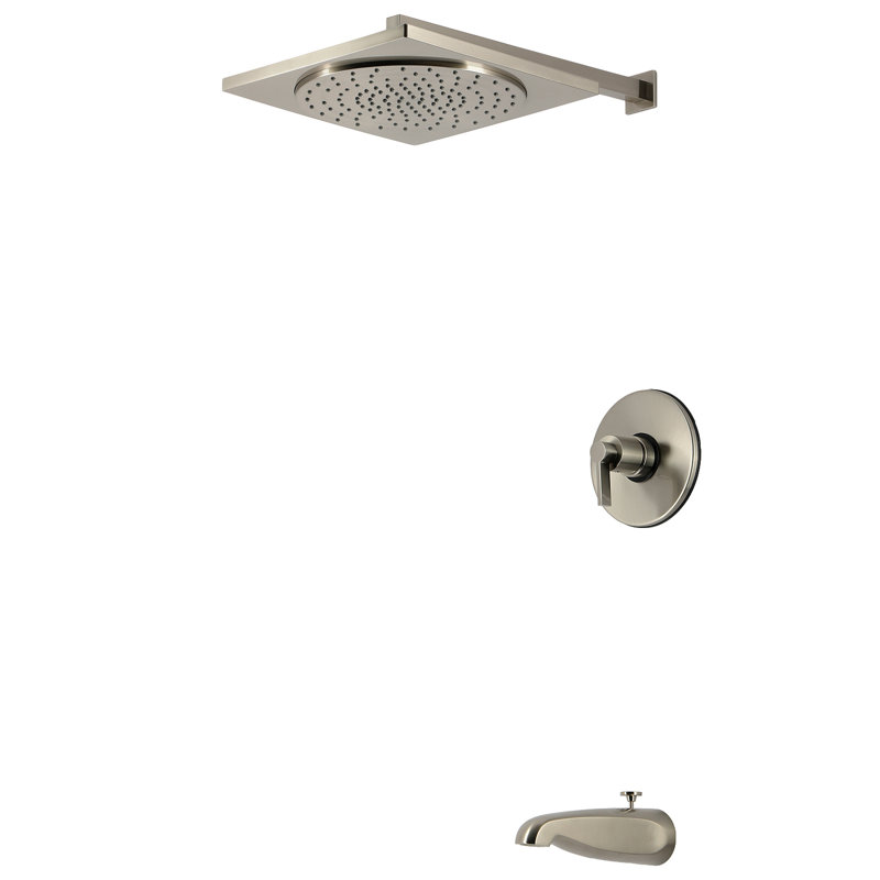 Robinet de baignoire et douche à pression équilibrée à poignée simple Kingston Brass NuvoFusion, Polished Brass