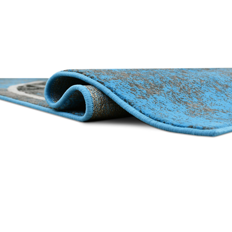 HR - étoile du Texas - turquoise, bleu, gris et multicolore, Tapis de couloir 2 pi x 7 pi 2 po