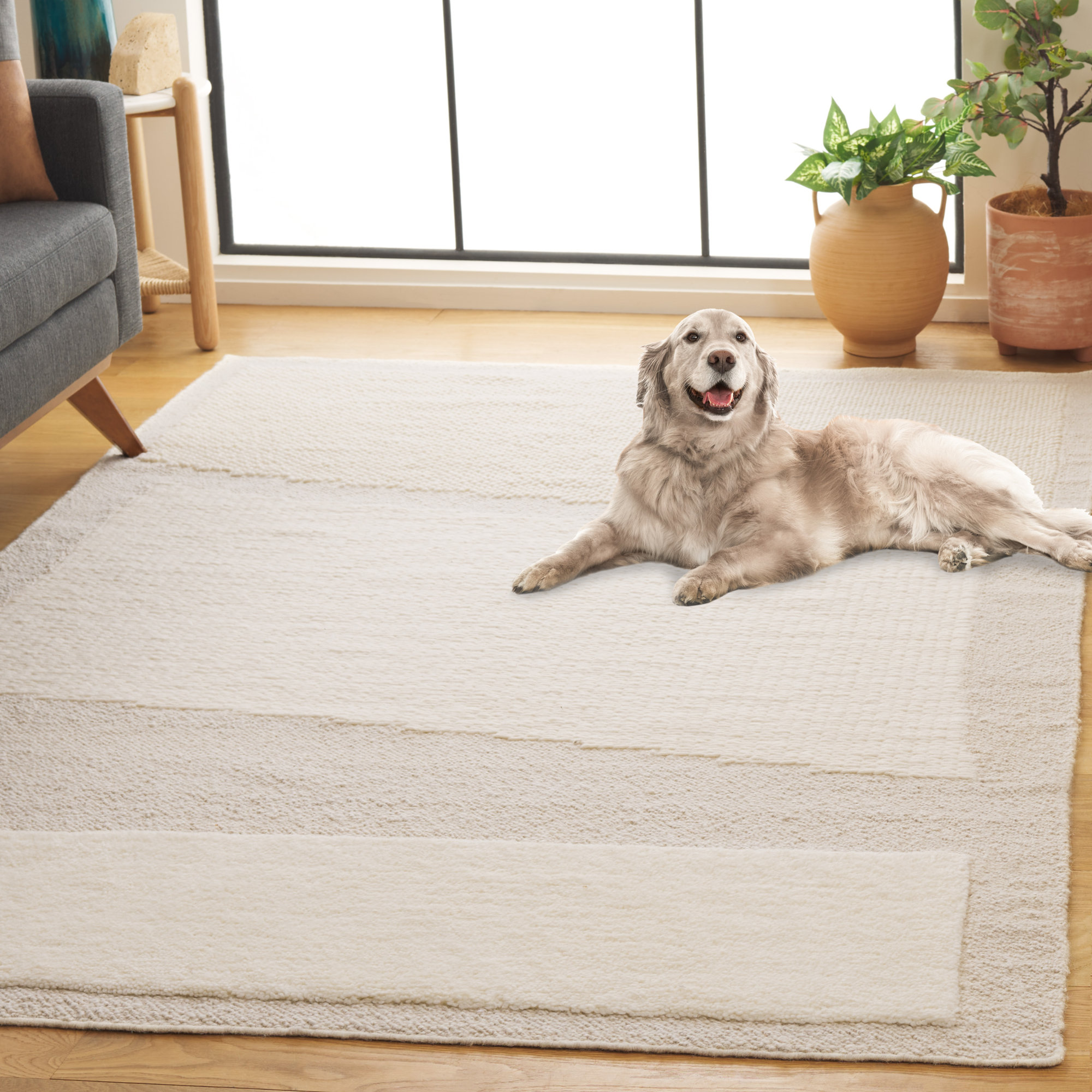 Mullen Wool Ivory Rug, Rectangle 5' x 8'