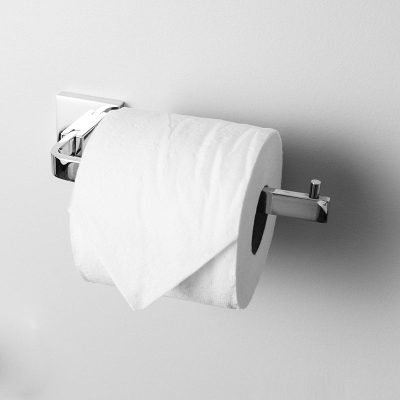 Line Toilet Paper Holder - Wall Mount - 6" Brass/Polished Chrome, Polished Chrome