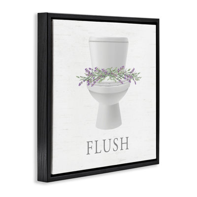 Flush Toilet & Lavender Framed Floater Canvas Wall Art, design by Lettered and Lined