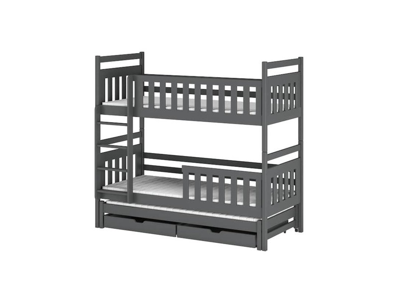 Tequesta Bunk Bed House Beds with Storage Included with Trundle Included, Graphite