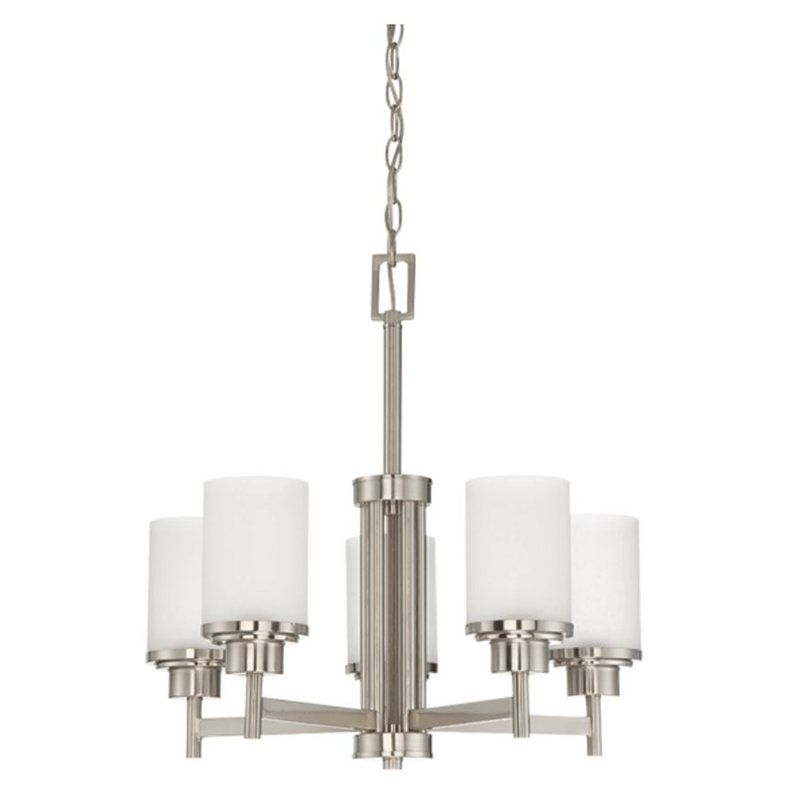 Lustre classique/traditionnel ombré 5 lumières Bristol, Nickel brillant satiné