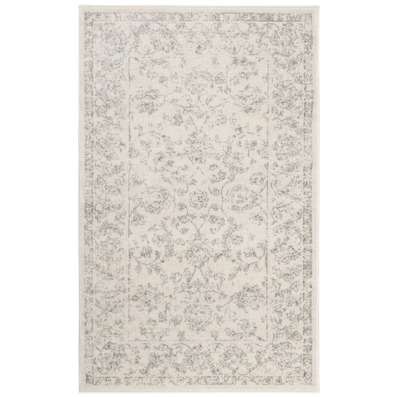 Tapis à motif floral Overholt Performance, Rectangulaire 3 pi x 5 pi