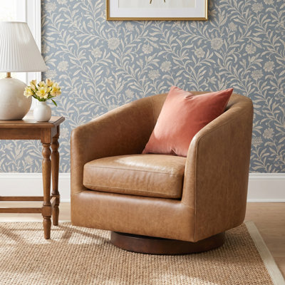 Fauteuil demi-tonneau pivotant en cuir véritable Bennett (ensemble de 2)