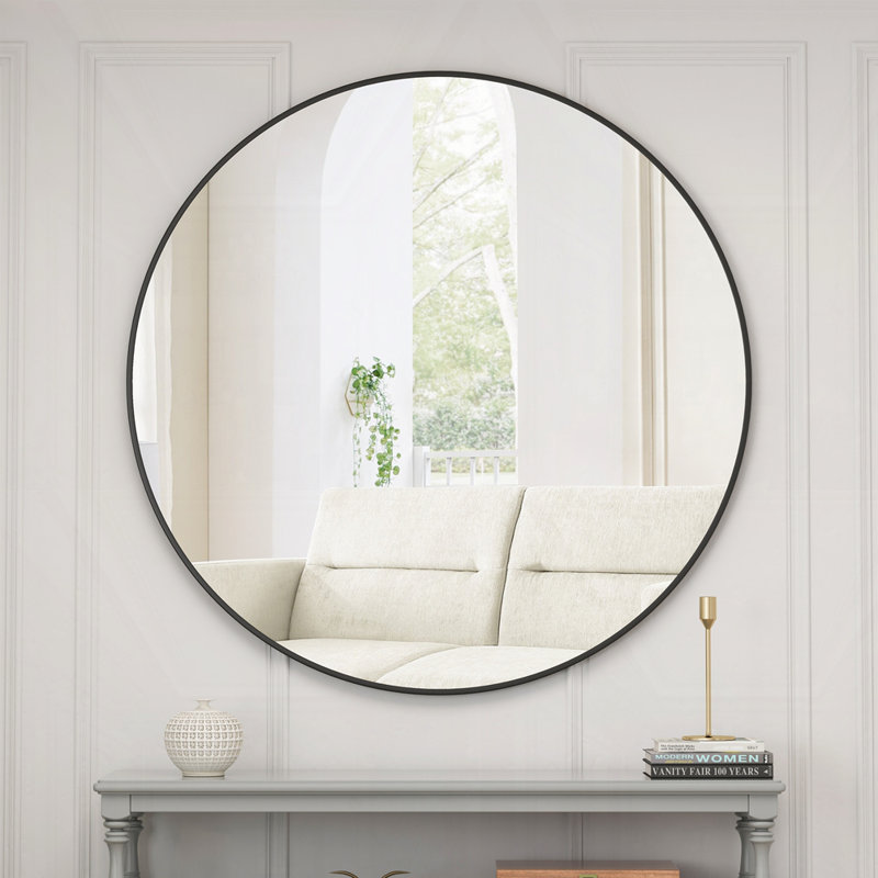 Miroir circulaire mural, Noir, 0,98 po x 38,19 po