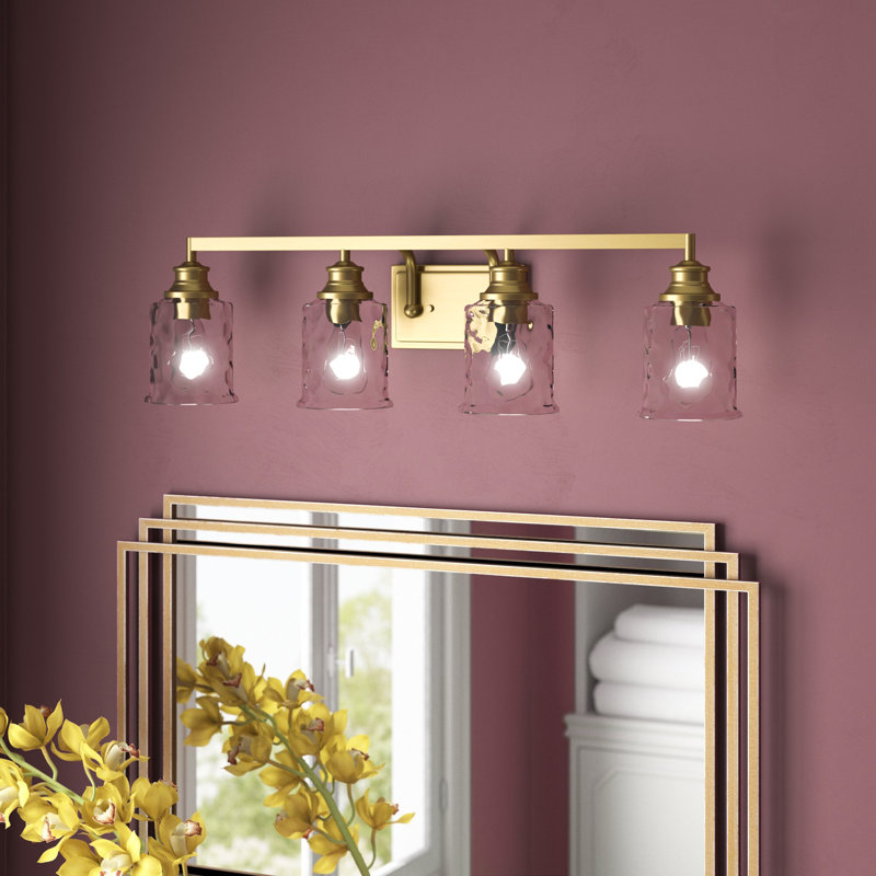 Éclairage pour salle de bain à intensité variable 3 lumières Glenn, Or brossé, H 9 po x l 32 po x P 6,5 po, 4