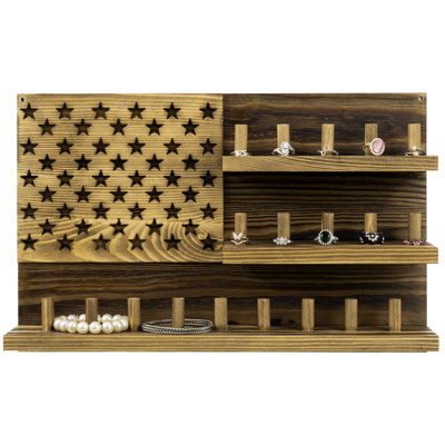 Wall Wood Jewelry Storage Display Ring Holder