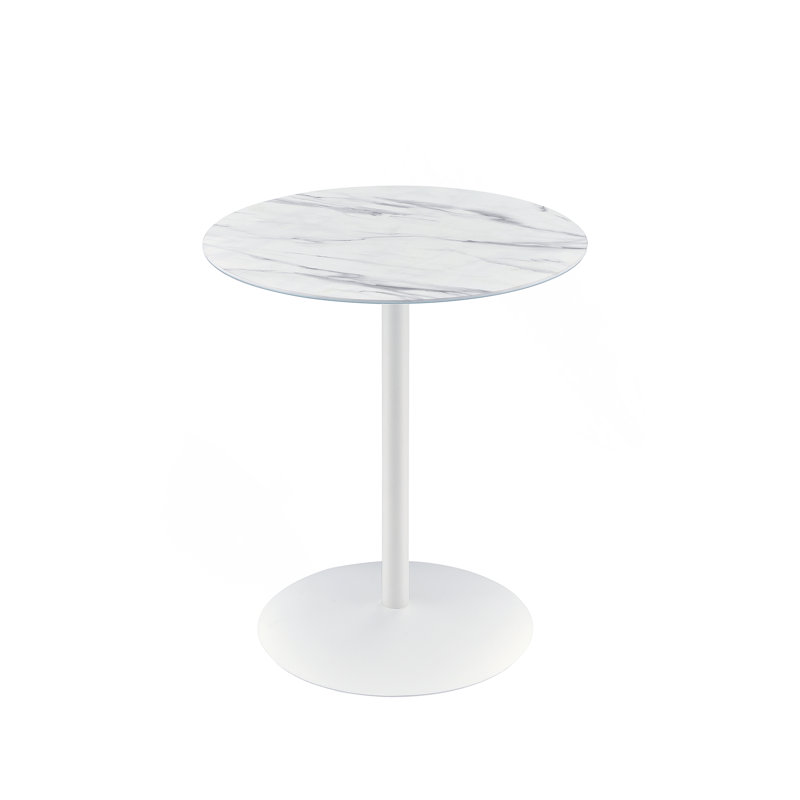 End Table With White Marble Textured Top