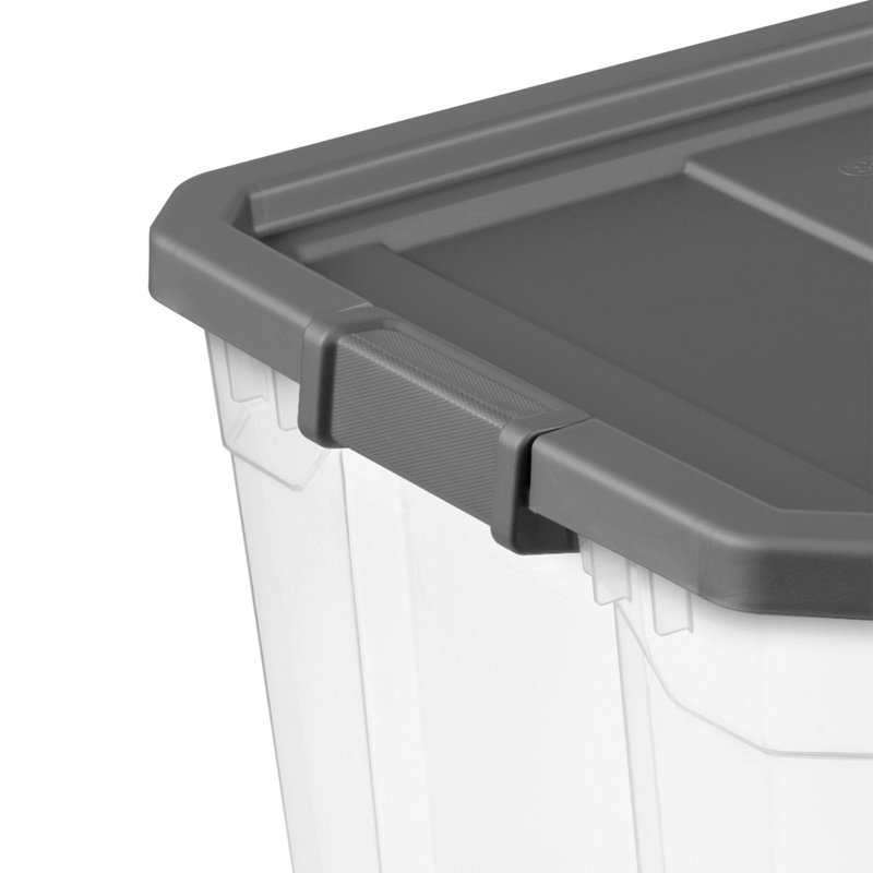 Sterilite 108 Qt Modular Stacker Box, Stackable Storage Bin, Lid, Heavy Duty Latches, Container
