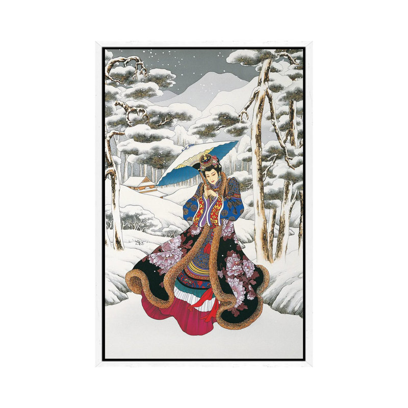 Winter Reverie - Painting on Canvas, 101.6 cm H x 66.04 cm W, White Framed