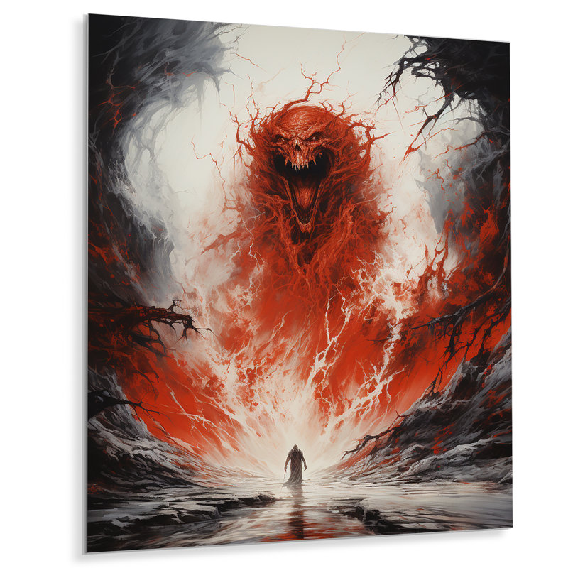«Red Scarlet Villainy Unleashed Deamon», art mural abstrait en métal, H 20 po x l 12 po x P 1 po