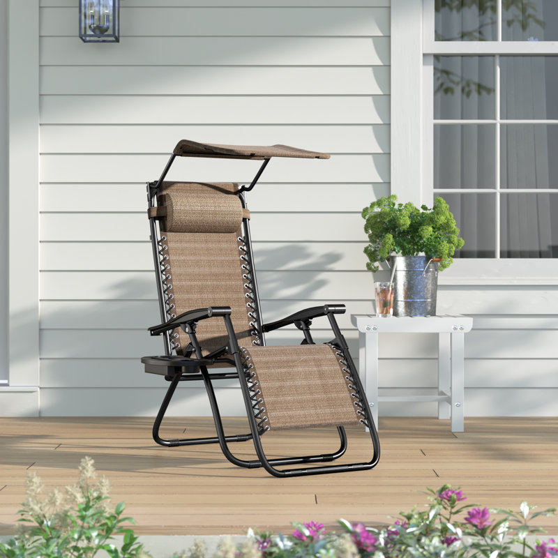 Chaise zéro gravité pliante avec coussin Fabiola, Jaune