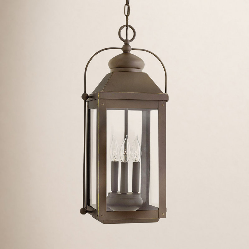 Anchorage 3 -Bulb 23.8" H Outdoor Hanging Lantern, Light Oiled Bronze, Incandescent