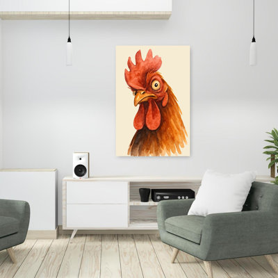 Funny Stubborn Looking Rooster Bold Classic Elegant Bird Animal Nature Wall Art