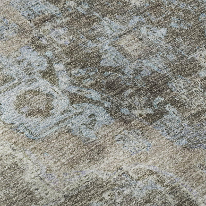 Premium Machine Washable Mayfield AMF2321 Global Rug, 8' Round, Brown