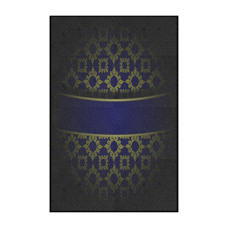 Tapis décoratif bleu Damas elle-mai, Rectangle 5 pi x 7 pi