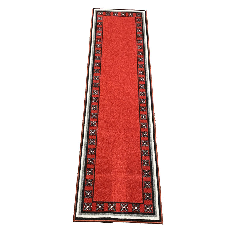 Tapis de cuisine Basilius, Tapis de couloir 1,11 po x 7 pi, Rouge