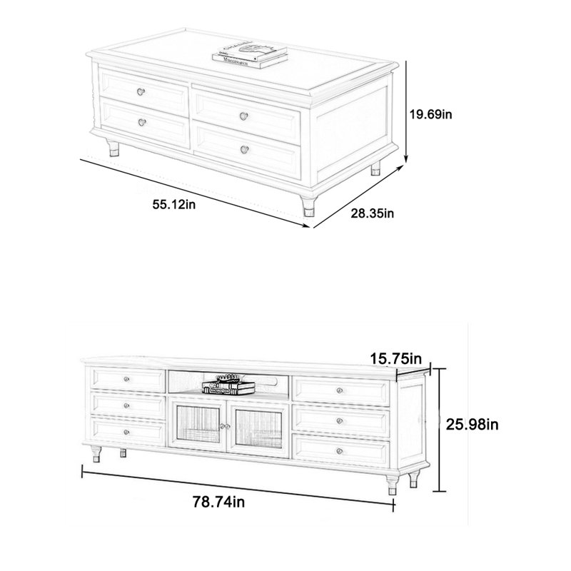 Table basse en bois massif massif avec texture naturelle