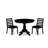 5 Piece Dining Set Includes a Round Kitchen Table with Wire Brushed Black Tabletop & 5 Stackable Polyester Fabric Chairs, Wire Brushed Black-595866855-567989446-567989444