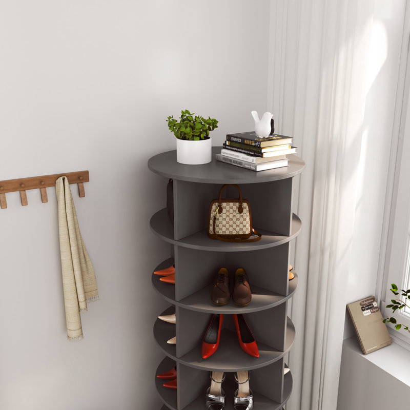 Console 6 patins gris à 6 couches rotatives, peu encombrante, pouvant accueillir 24 paires, armoire de style moderne, grande capacité pour améliorer l'esthétique de la maison