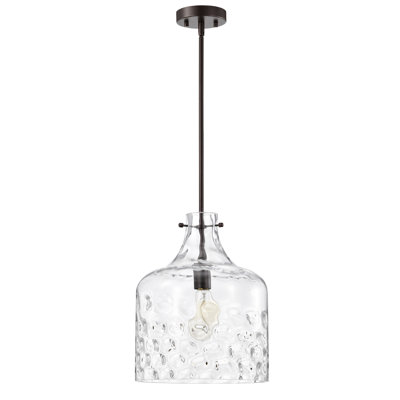 Luminaire suspendu en verre transparent huilé Daelan