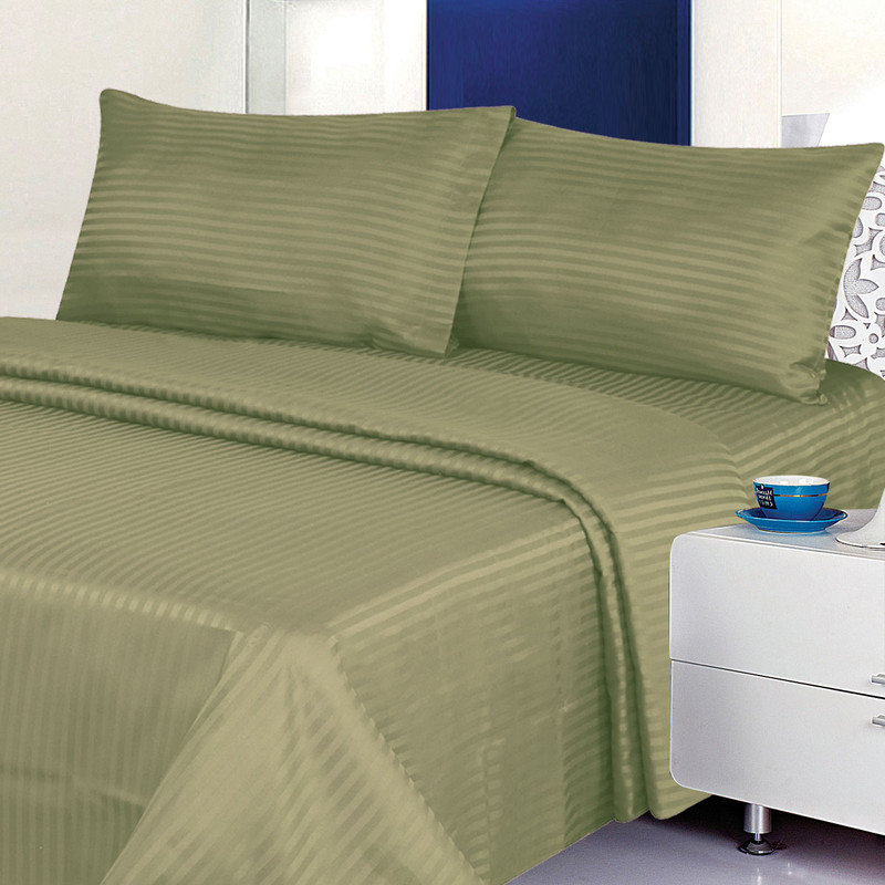 Sage Green Full Cotton Bed Sheet Set - 4 Pieces