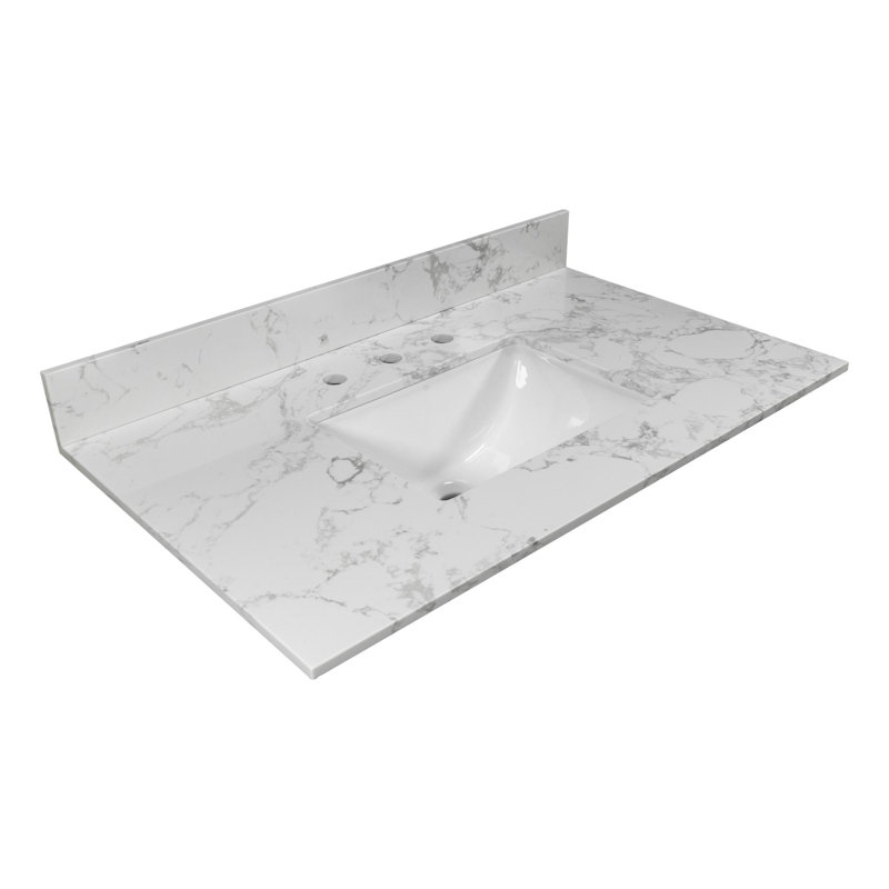 Lavabo encastré rectangulaire en céramique, Centres de 4 po