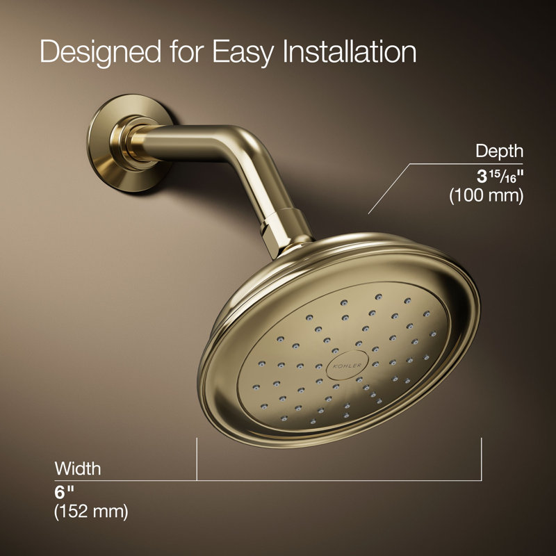 Artifacts Standard Fixed Shower Head with Katalyst Spray, Vibrant Gold, 1.75 GPM