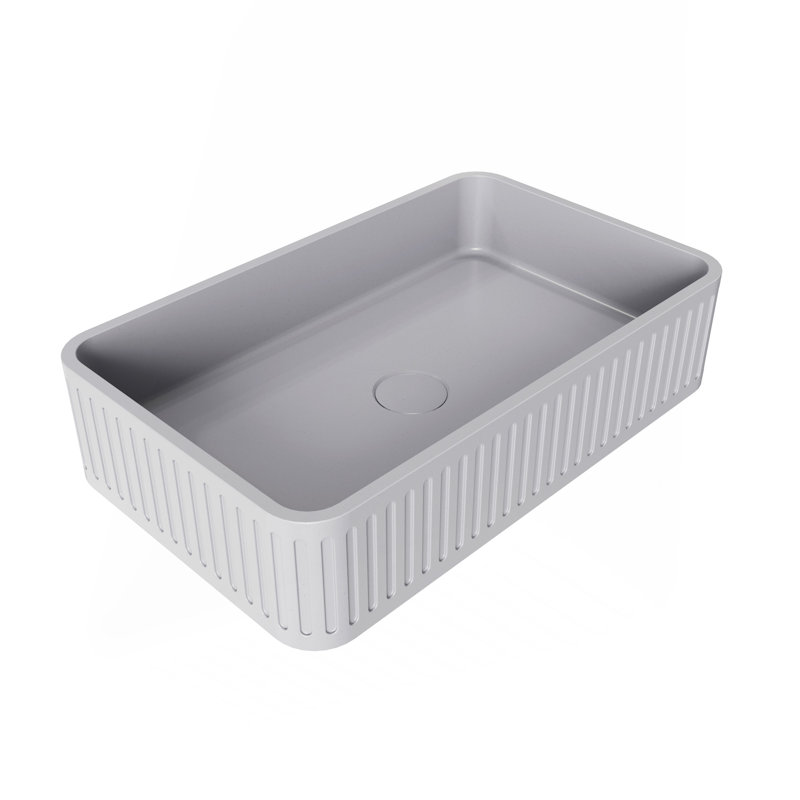 20.5"Concrete Vessel Rectangular Modern Gray Bathroom Sink
