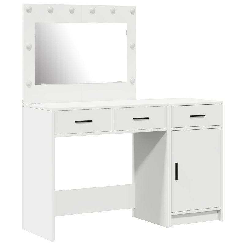 Dressing Table with Mirror, White
