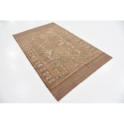 Tapis de la zone en laine 7 pi x 6 pi 7 po one-of-kind à la main noué la Earley