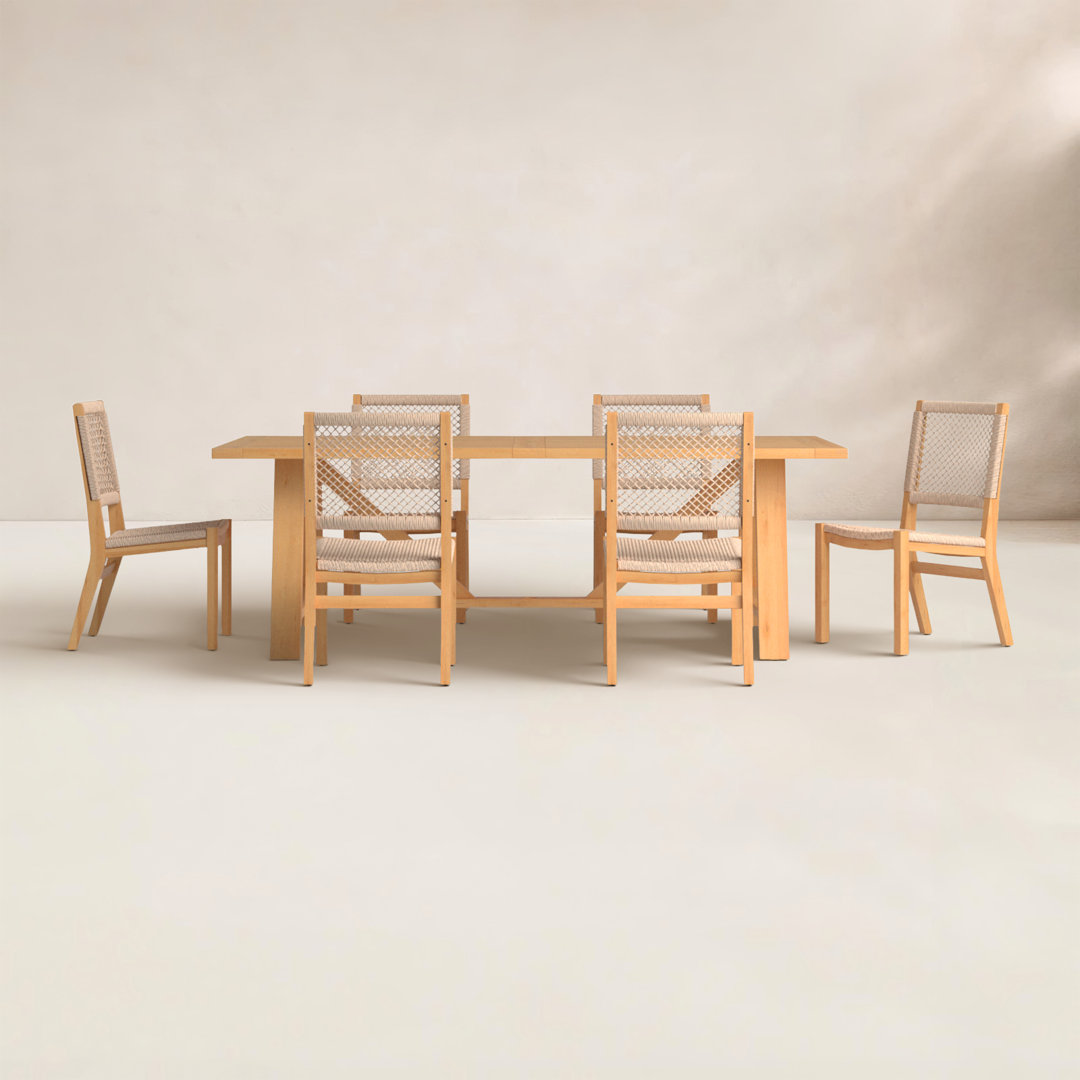 Seras 6 - Person Teak Wood Patio Dining Set with Rectangular Table Birch Lane™