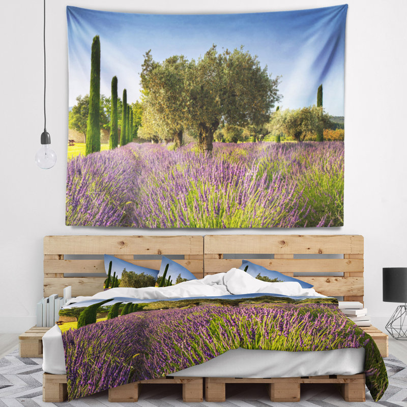 Tapisserie floral magnifique lavande et oliviers, H 32 po x l 39 po