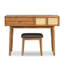 Ensemble coiffeuse 43,3 "en bois avec miroir rabattable et tabouret, coiffeuse avec trois tiroirs et espace de rangement