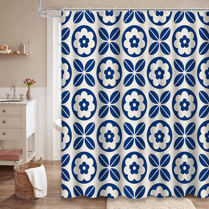 Rideau de douche sans couture à motif floral avec 12 crochets, L 72 po x l 72 po