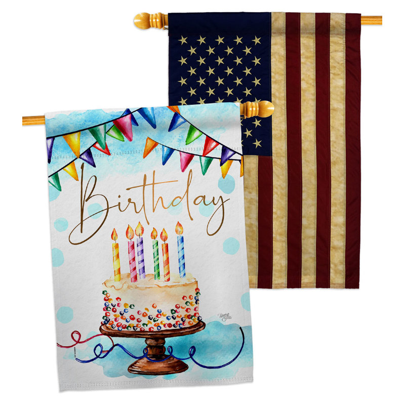 Double Sided 40'' H x 28'' W Polyester Birthday House Flag