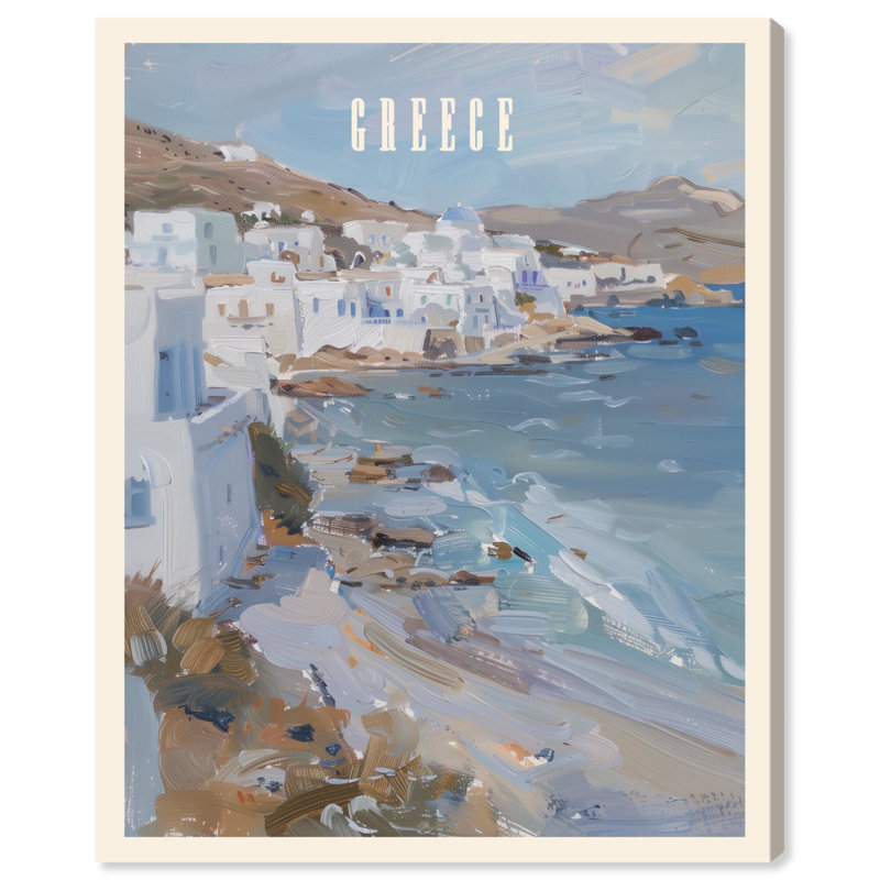 Fenêtre sur la Grèce, toile d'art côtier par Art Remedy, Toile tendue, H 54 po x l 36 po