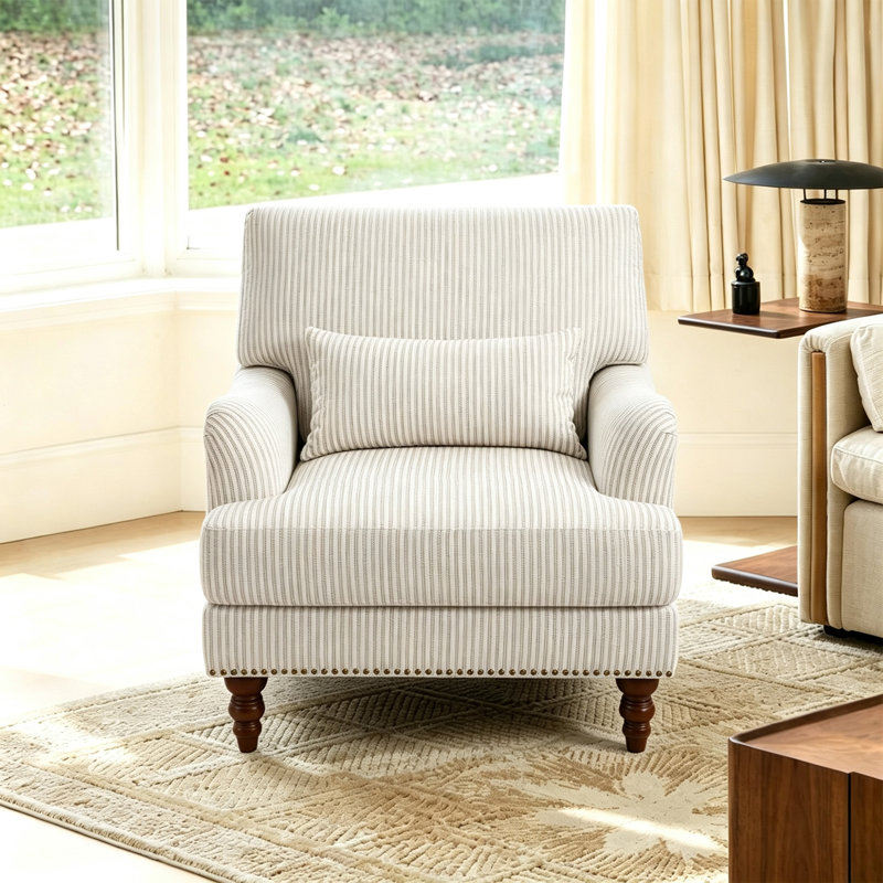 Fauteuil rembourré, Chenille pinstripe café