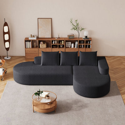 Modern Curved Chenille Upholstered Sectional Sofa, 108.5 Inch, Comfortable and Stylish for Any Living Room, Sectional