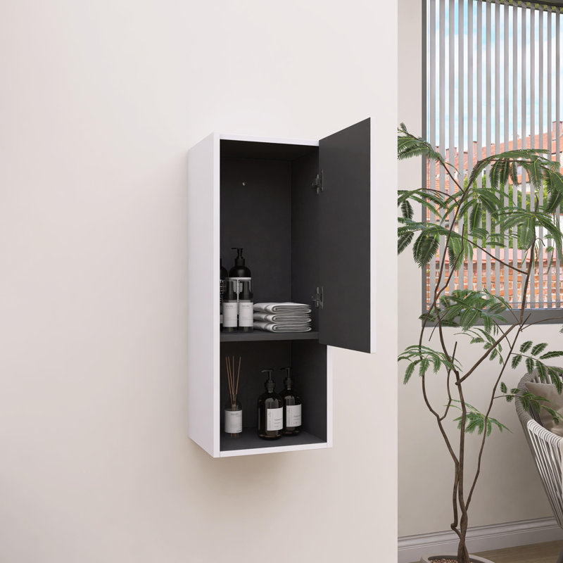 Armoire latérale de salle de bain 12 po, porte à fermeture douce, conception à fixation flottante, Blanc