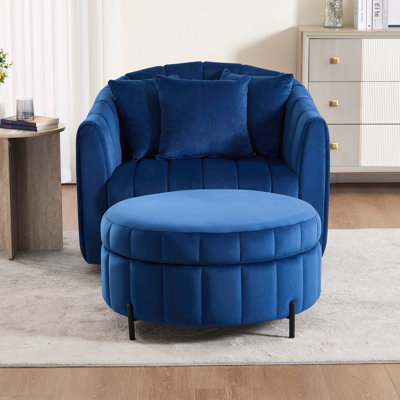 40.4"W Modern Swivel Accent Chair,Velvet Single Sofa Chair With Ottoman