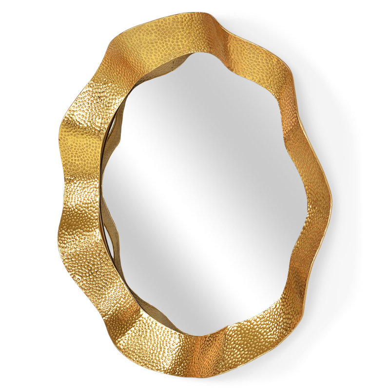Round Metal Framed Wall Mounted Accent Mirror in Gold, 61" x 61"